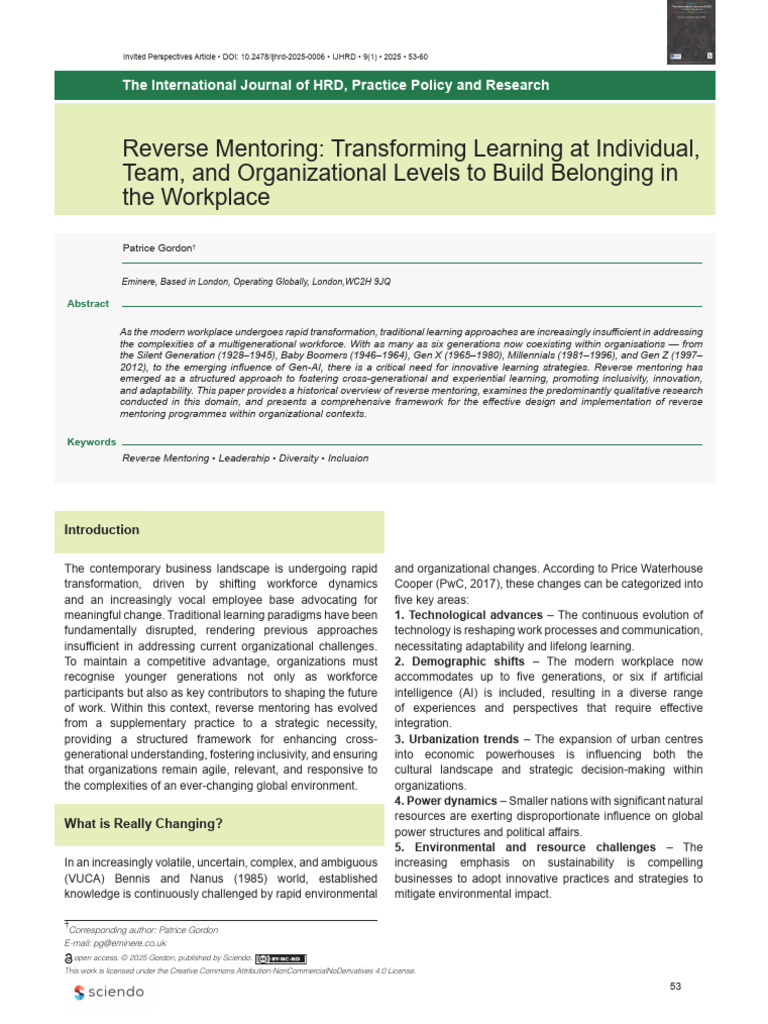Reverse Mentoring Transforming Learning at Individ | PDF | Mentorship ...