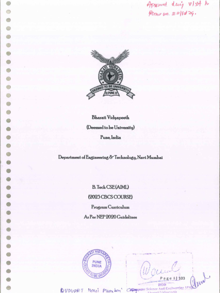 AIML - Approved Syllabus 2023 Batch - Till IV SEM | PDF