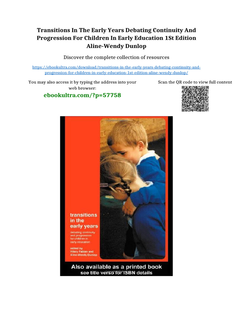 Transitions in The Early Years Debating Continuity and Progression For ...