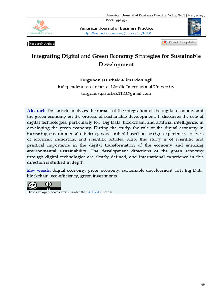Integrating Digital and Green Economy Strategies For Sustainable ...