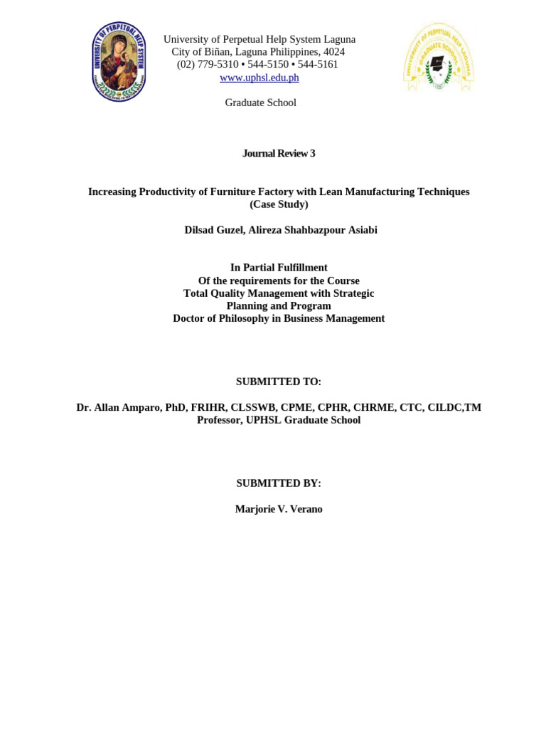 Journal 3 - Lean Manufacturing | PDF | Lean Manufacturing | Merchandising