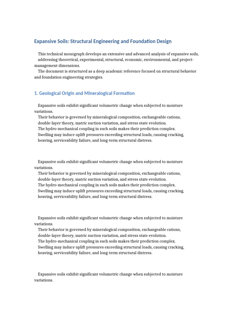 Expansive Soils Structural Foundation | PDF | Soil | Mineralogy