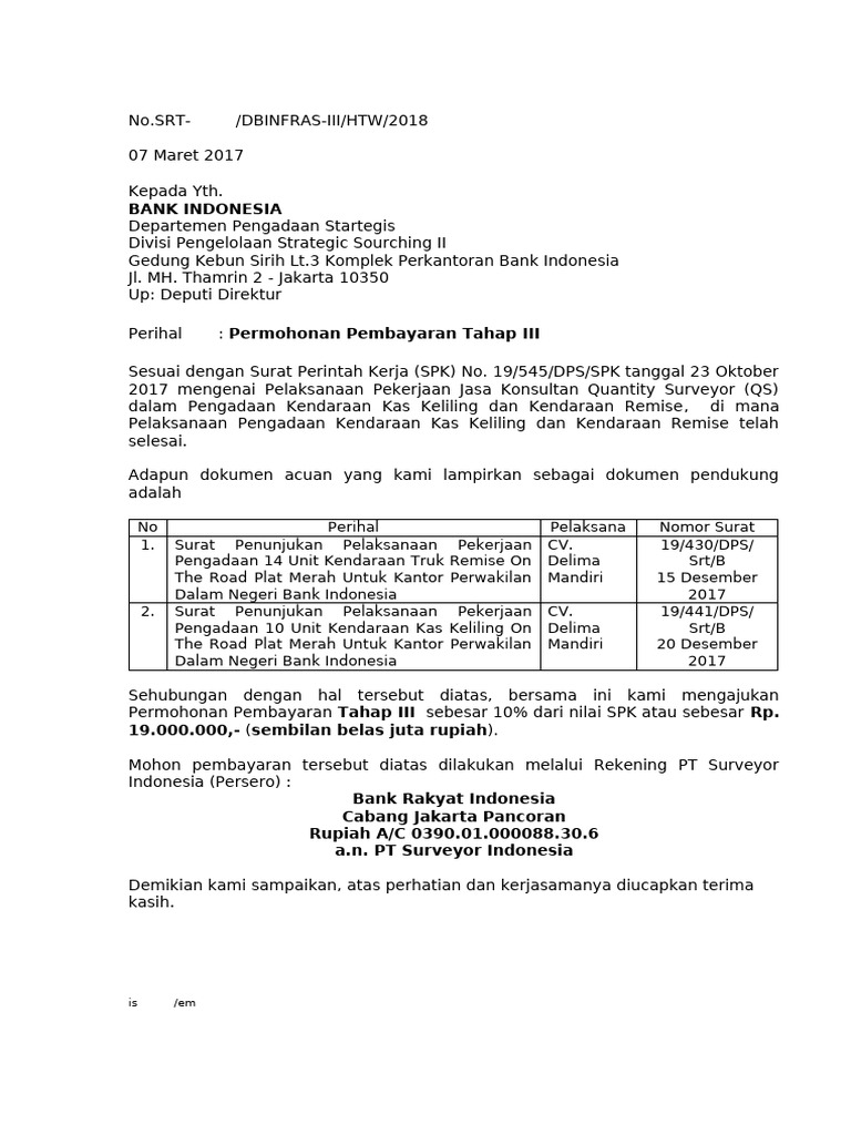 Permohonan Pembayaran THP 3 | PDF