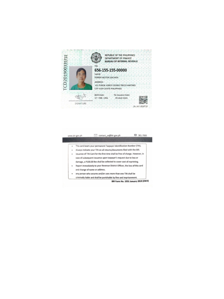 Tin Id Template Green | PDF