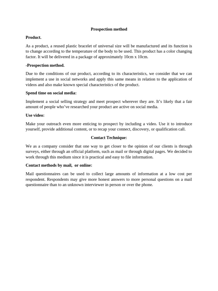 Prospection Method Product | PDF