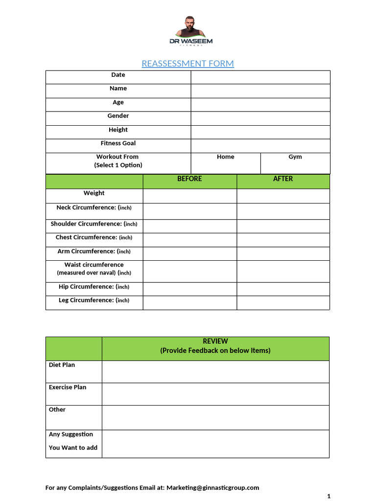 DWF Reassessment Form | PDF