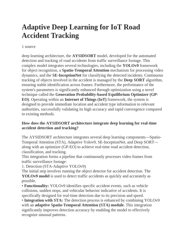 Adaptive Deep Learning For IoT Road Accident Tracking | PDF ...