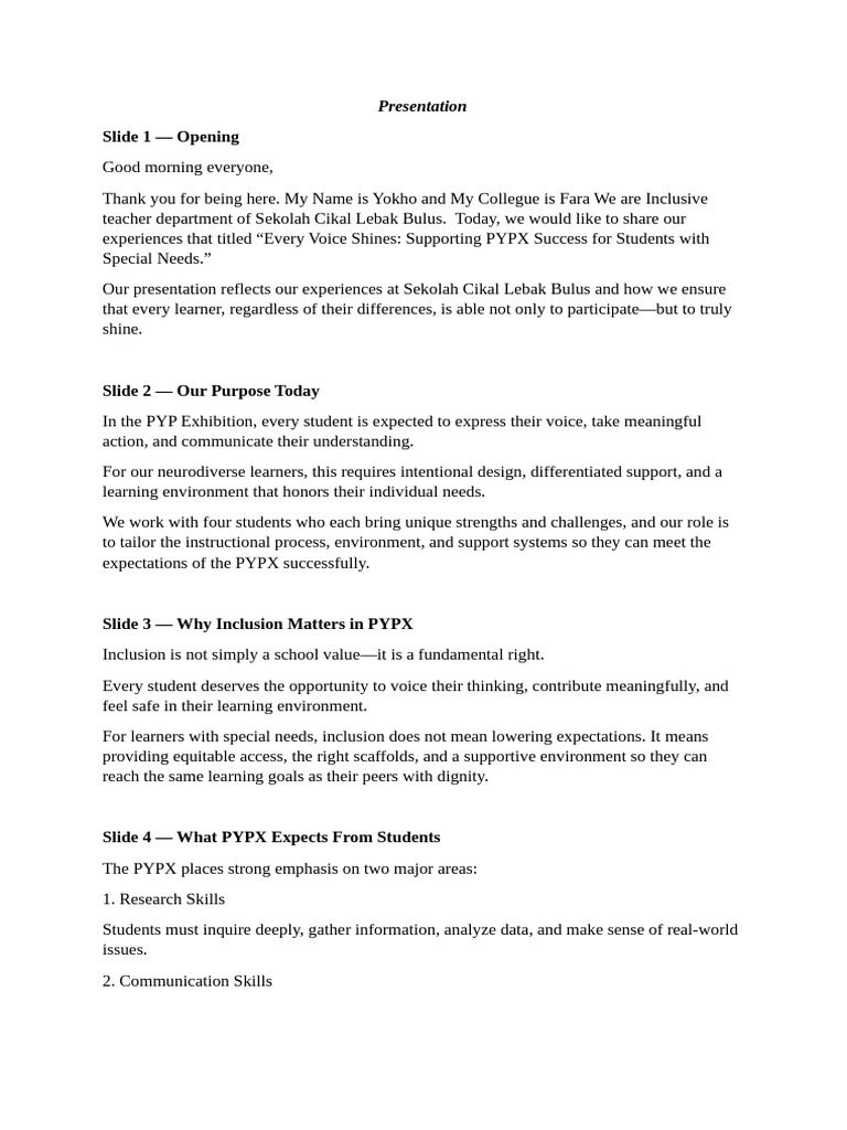 Presentation PYPX | PDF | Learning | Cognition