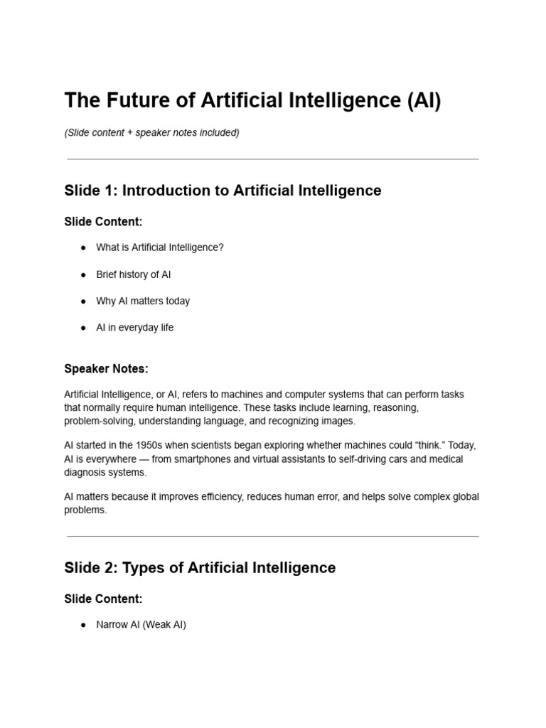 The Future of Artificial Intelligence (AI) | PDF | Artificial ...