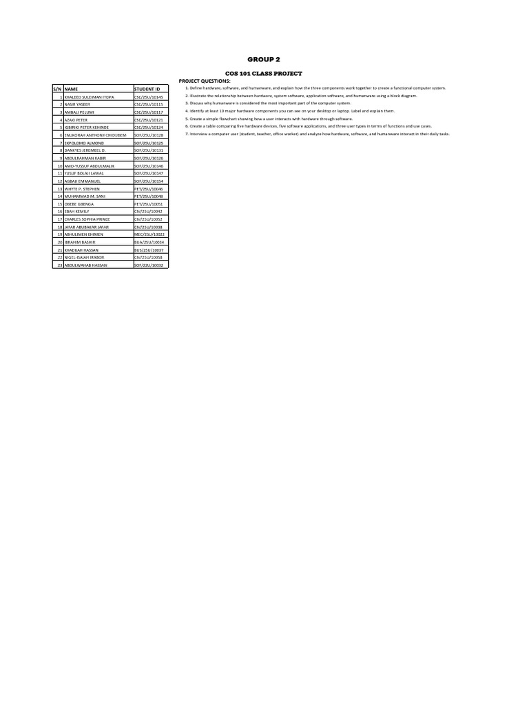 COS 101 - Group 2 Class Project | PDF