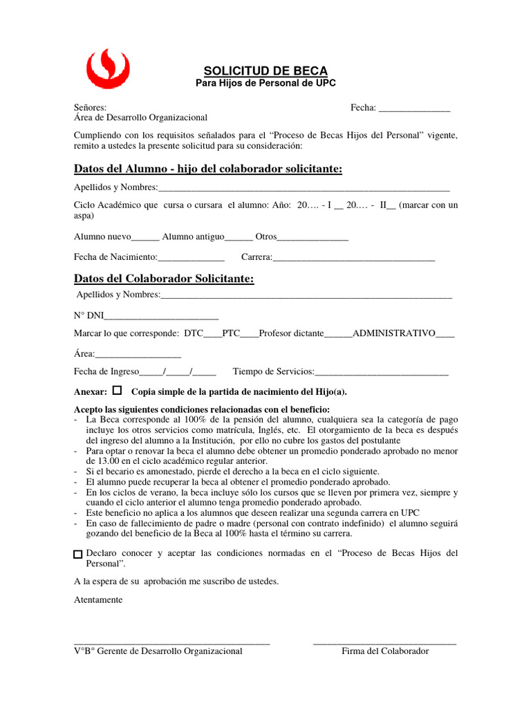 Solicitud de Beca | PDF | Beca