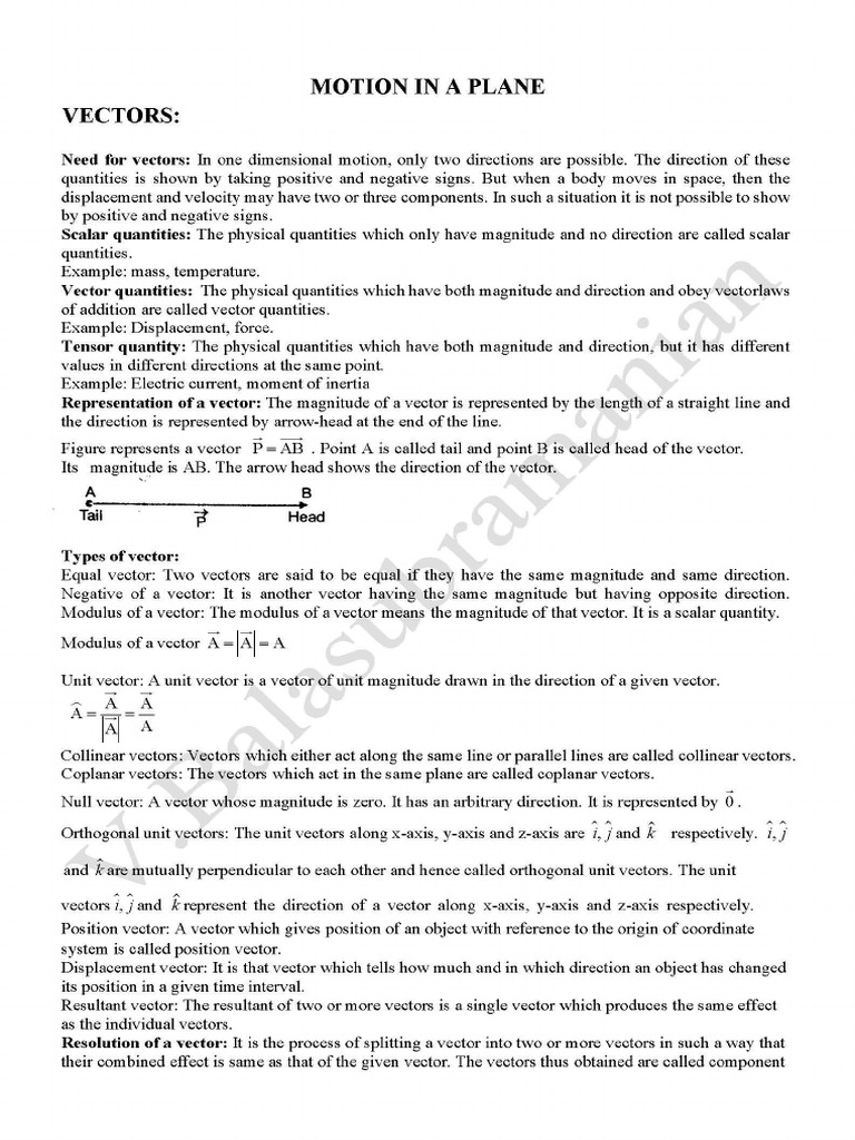 Motion in A Plane | PDF