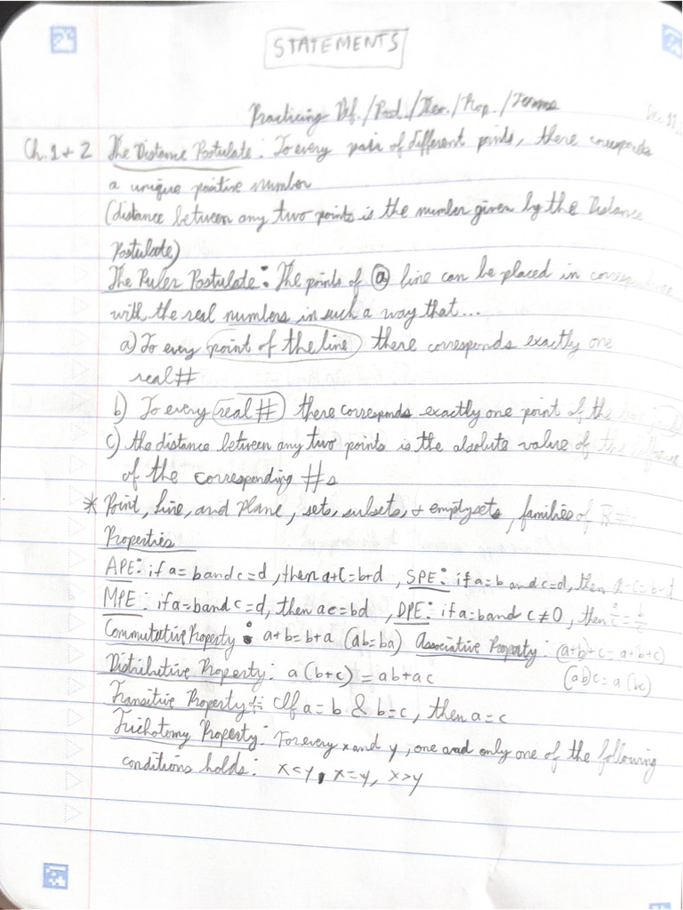 Exam Notes Geometry | PDF