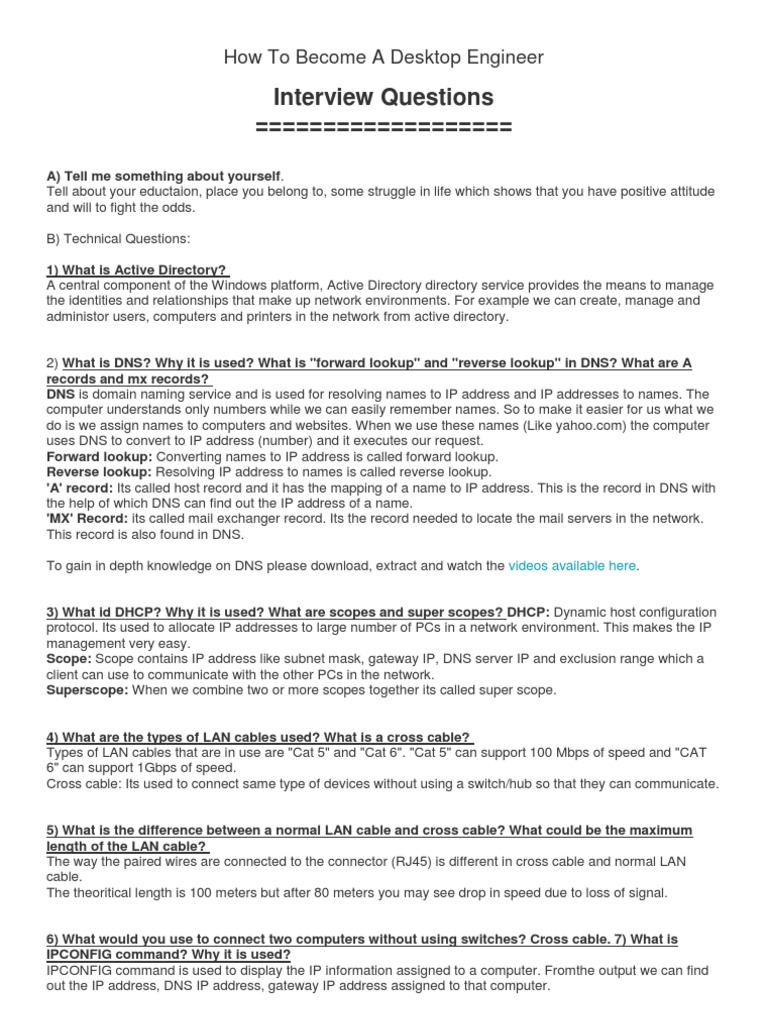 How To Become A Desktop Engineer | PDF | Ip Address | Domain Name System