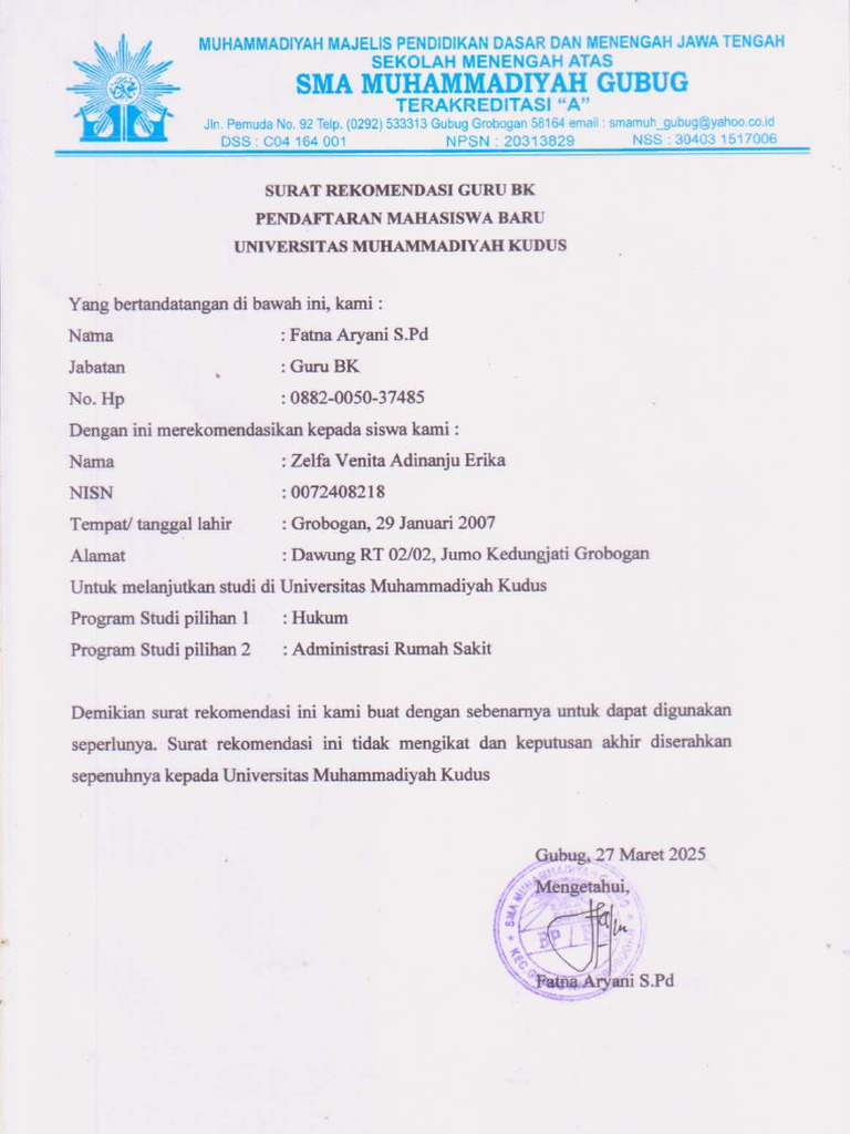 Surat Rekomen | PDF