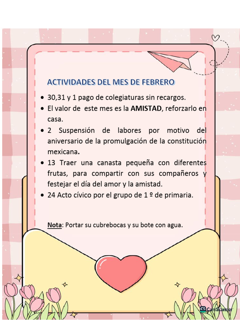 Actividades Del Mes de Febrero | PDF