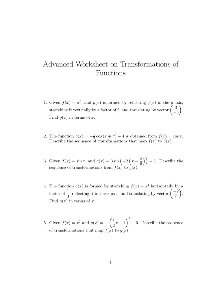 Transformations of Functions 24 | PDF | Cartesian Coordinate System ...