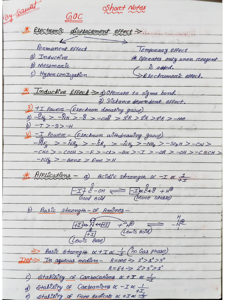 GOC Best Short Notes For Neet (Saswat) | PDF