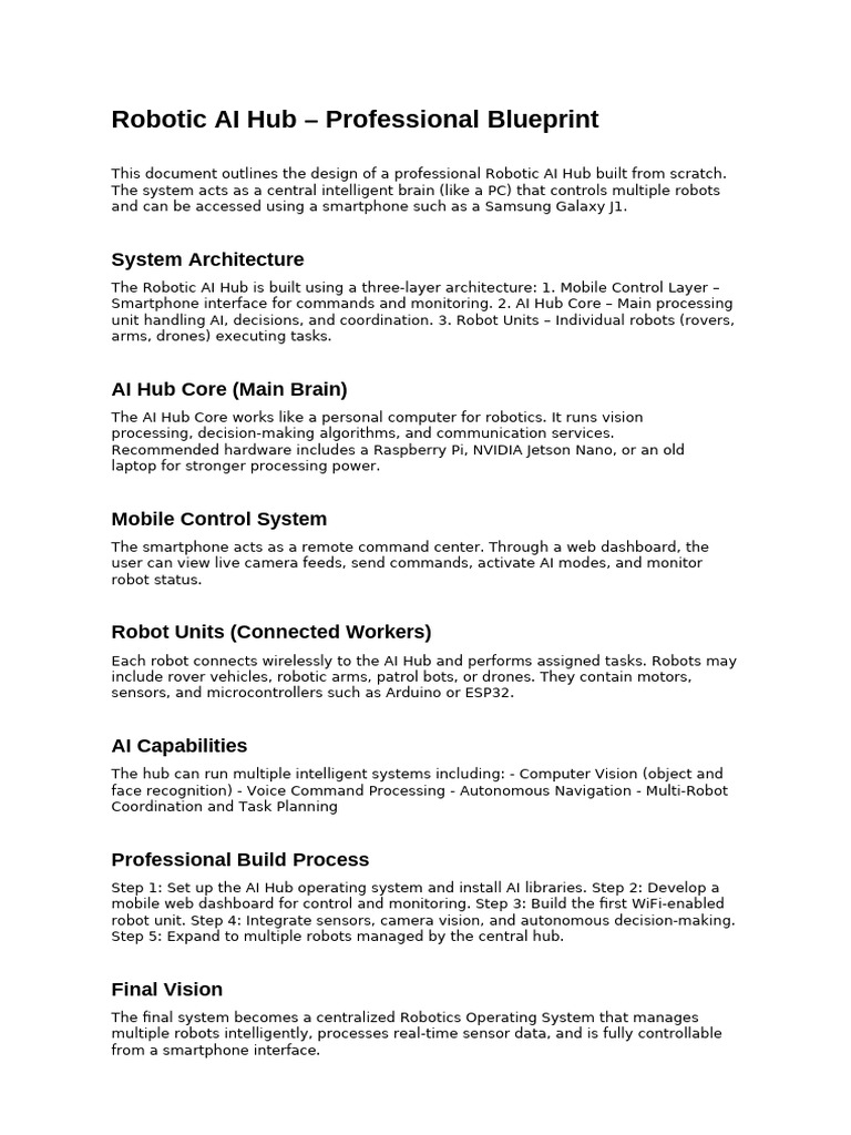 Robotic AI Hub Blueprint | PDF