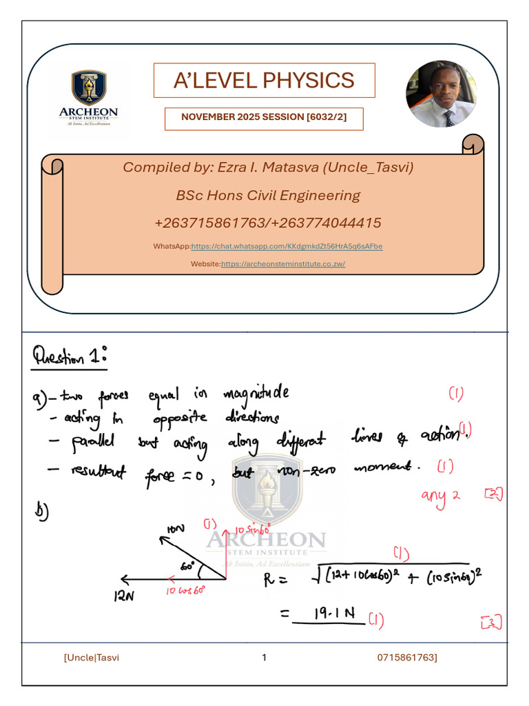 Uncle Tasvi November 2025 Physics Paper 2 Marking Scheme | PDF