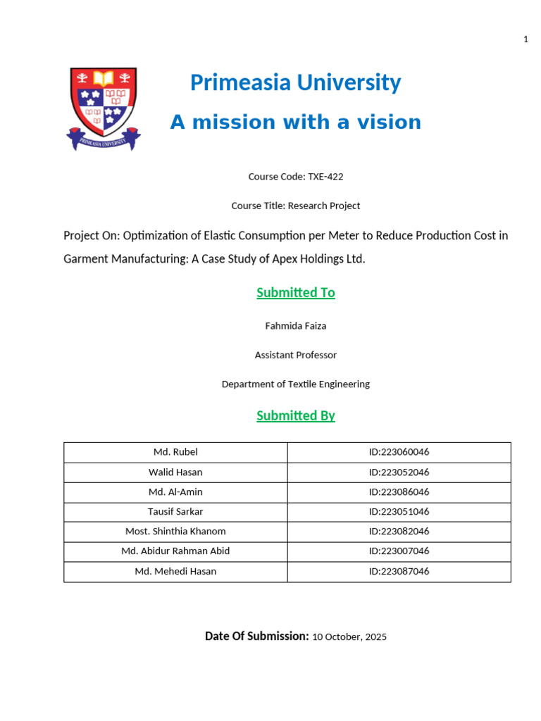 PROJECT TXE-422 Batch 223 (IPE) | PDF | Forecasting | Weight