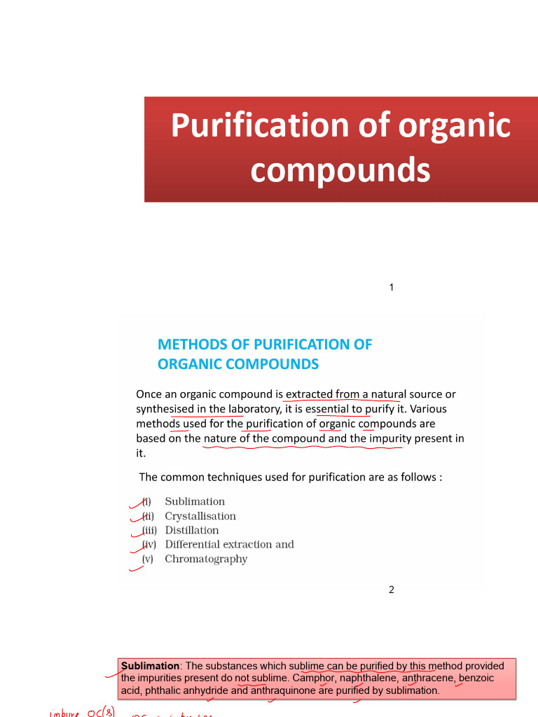 Purification of Organic Compounds Lec 07 Jan 2026 | PDF ...