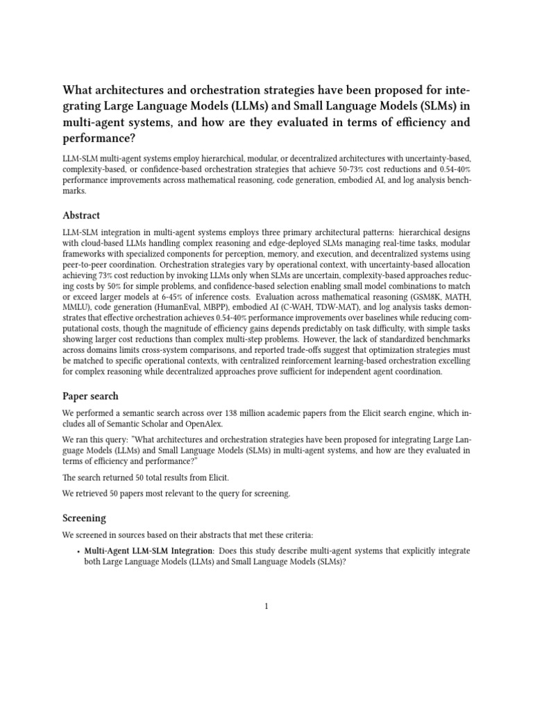 Elicit - Integrating LLMs and SLMs in Multi-Agent Systems - Report ...