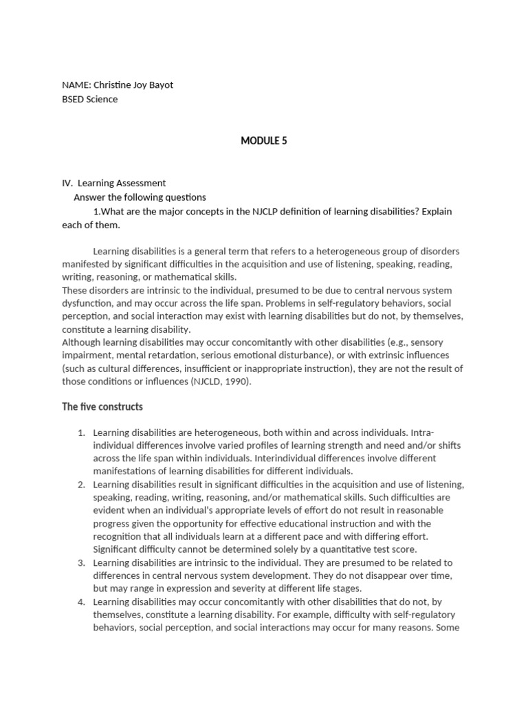 Module 5. | PDF | Learning Disability | Intellectual Disability