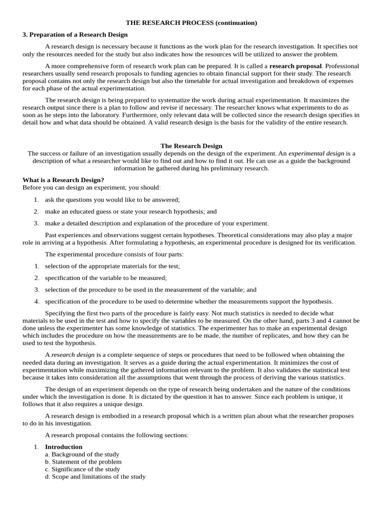 Preparation of A Research Design | PDF | Experiment | Design Of Experiments