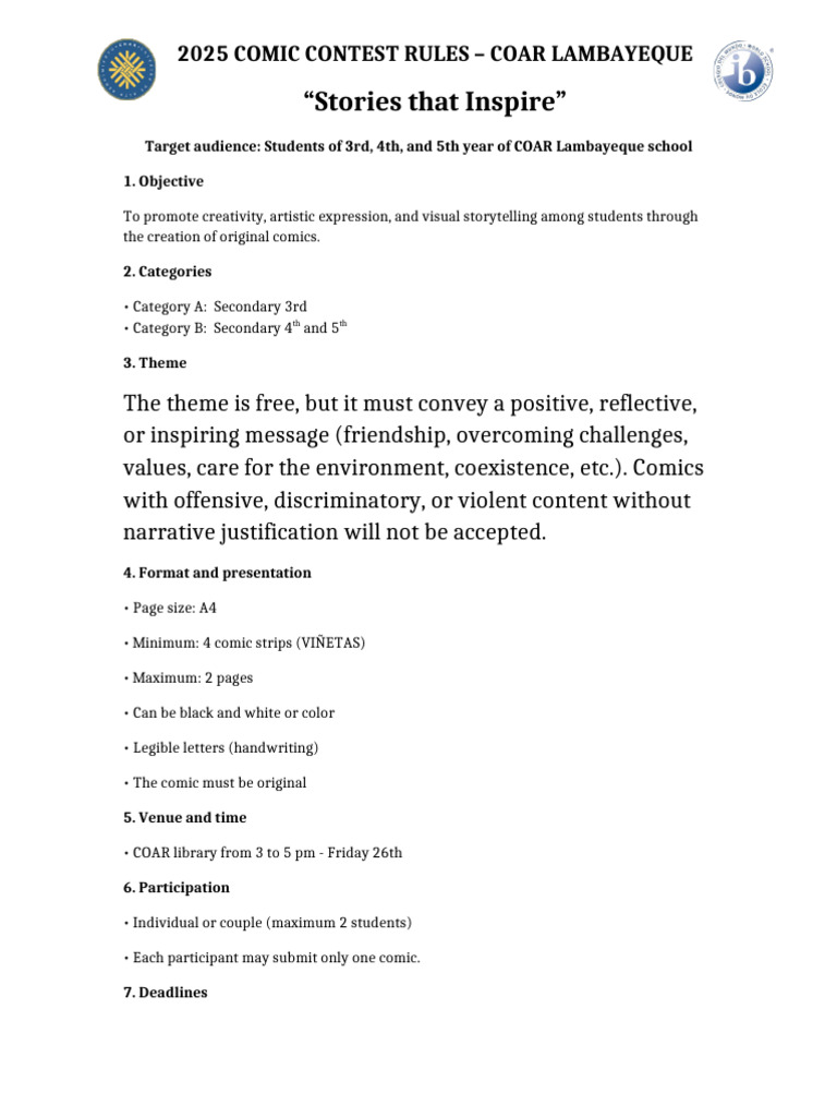 Comic Contest Rules | PDF
