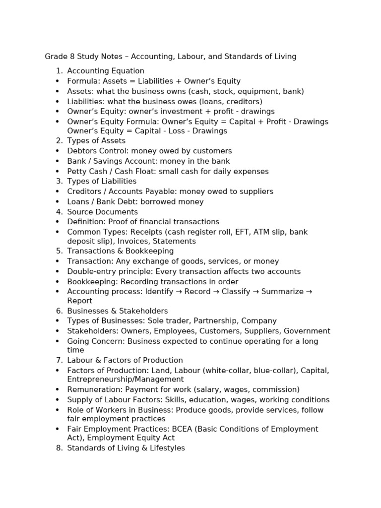 Grade8 Accounting Life Notes | PDF | Equity (Finance) | Bookkeeping