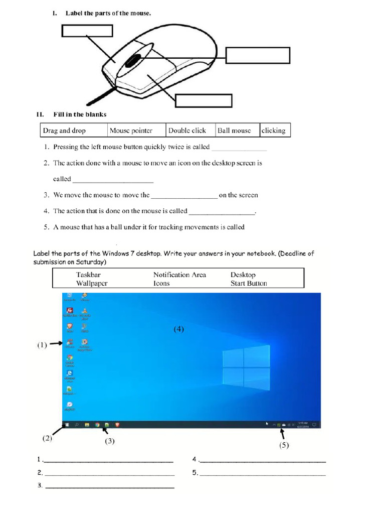 Parts of Mouse and Desktop | PDF