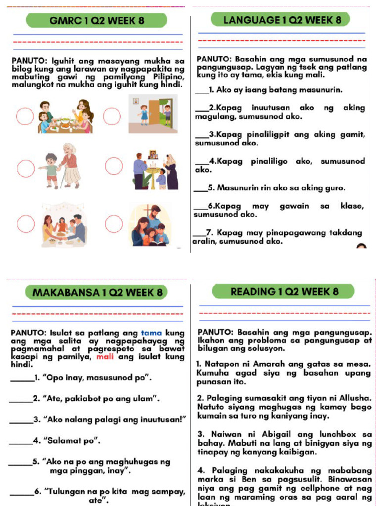 Grade 1 Week 8 | PDF