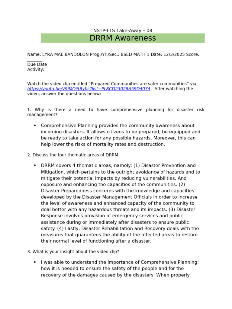DRRM Awareness | PDF