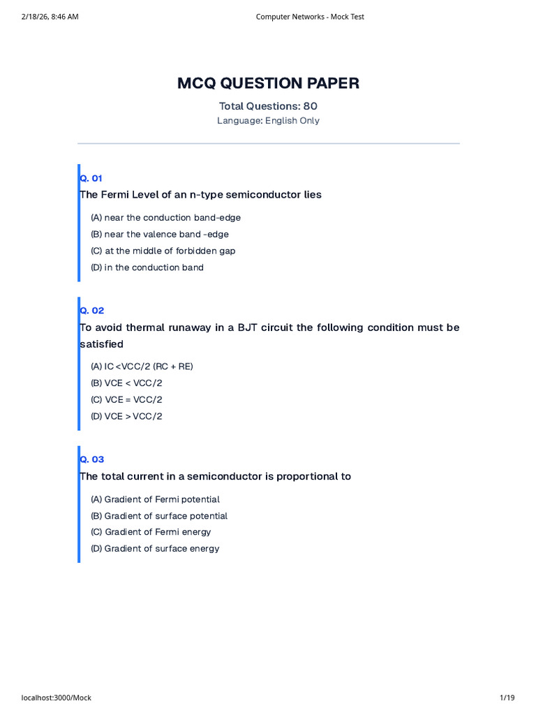 Computer Networks - Mock Test | PDF | Frequency Modulation | Signal To ...