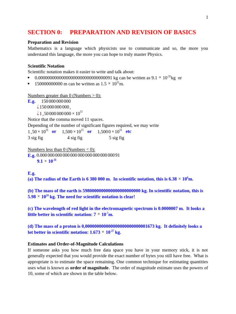 2019 Section 0 Preparation and Revision of Basics | PDF