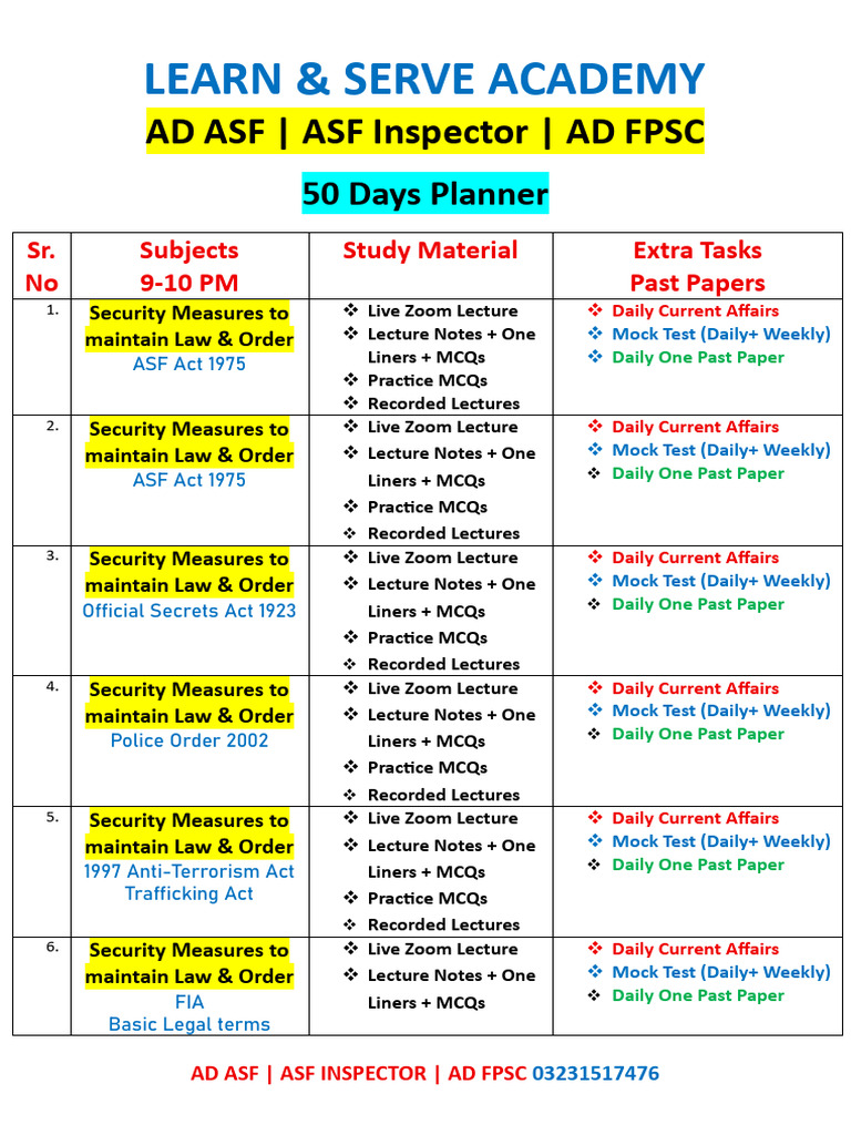 ASF Jobs 50 Days Planner | PDF | English Grammar | Linguistic Morphology