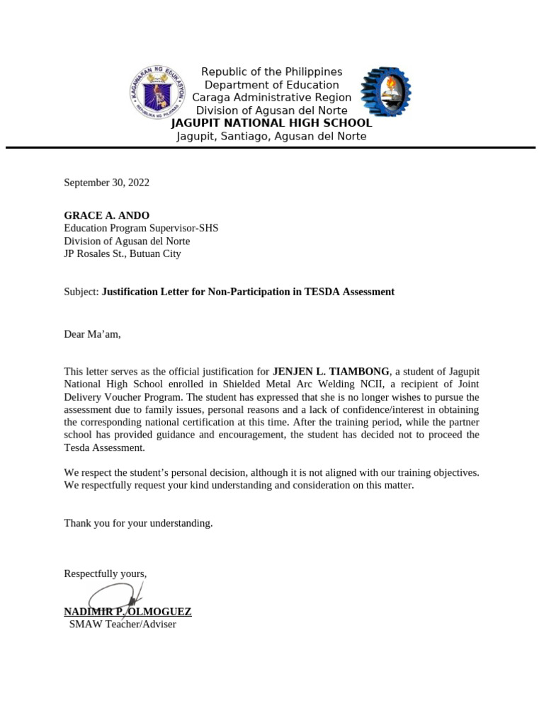 Justification Letter | PDF