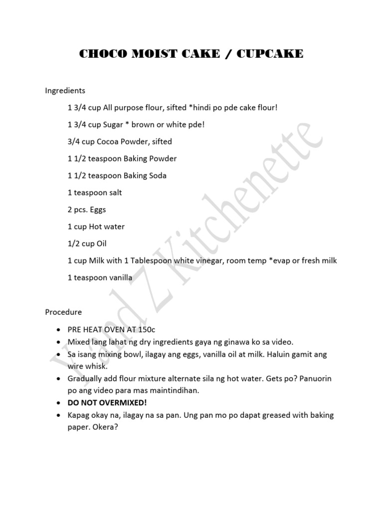 Choco Moist Cake | PDF