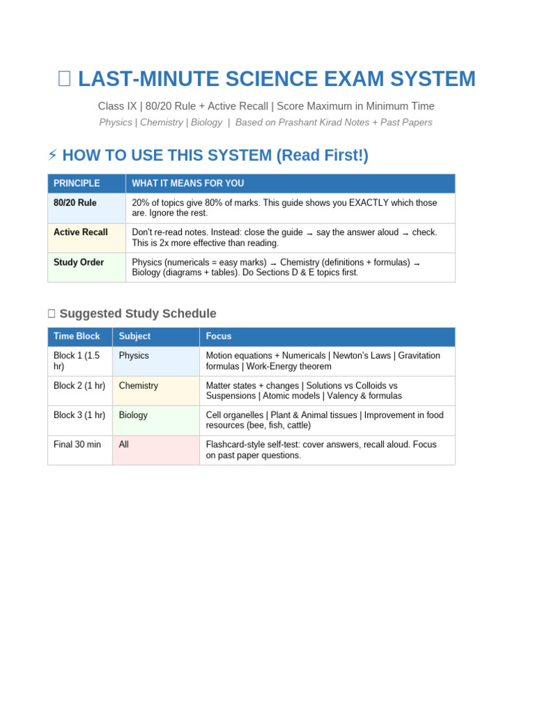 Science Exam Study System | PDF | Cell (Biology) | Atoms