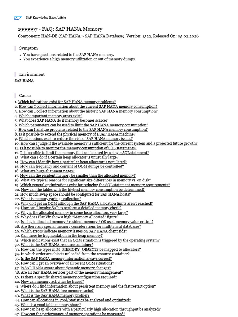 SAP HANA Performance | PDF | Databases | Operating System Technology