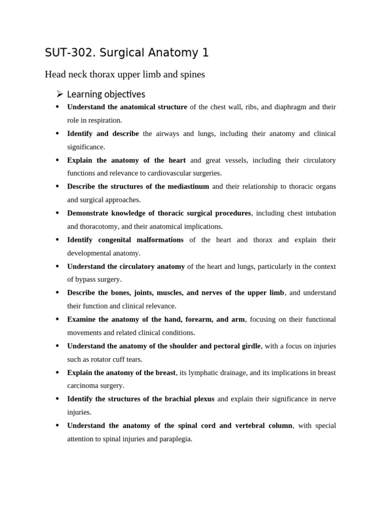 Course of Surgical Anatomy 1 | PDF | Anatomy | Thorax