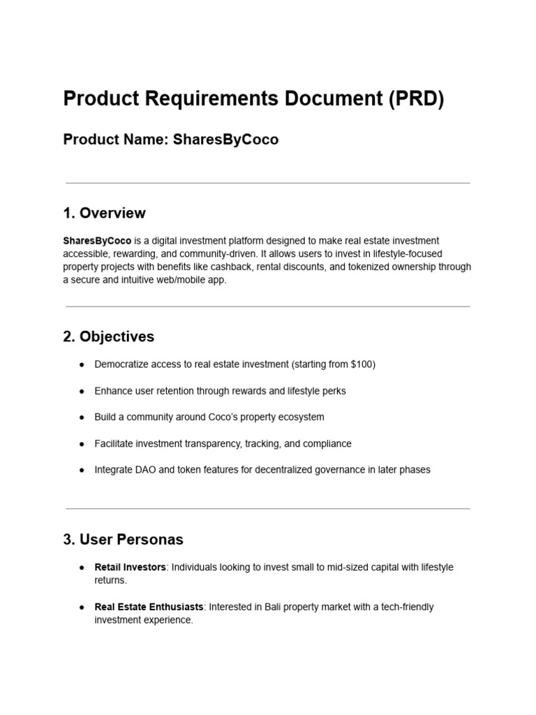 Product Requirements Document (PRD) - Sharesbycoco | PDF