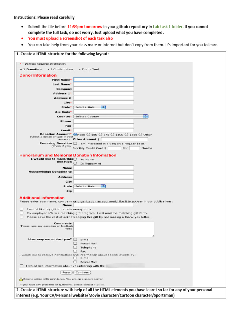 Lab Task 1 HTML 20-21 | PDF