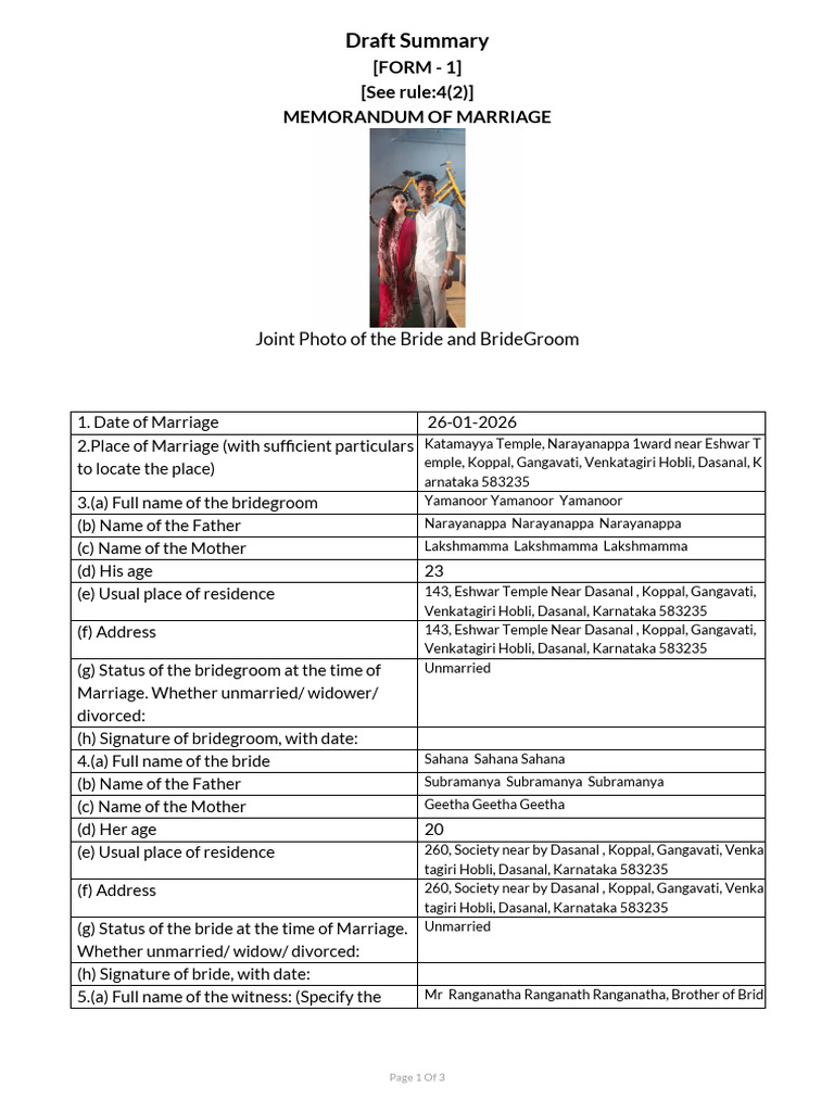 Form MRG 26012026 0505646 | PDF | Marriage | Kinship And Descent