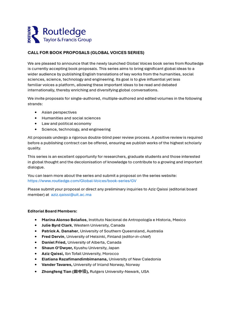 Global Voices Book Series - Call For Proposals | PDF