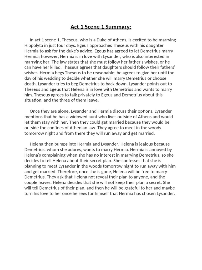 Act 1 Scene 1 Summary | PDF