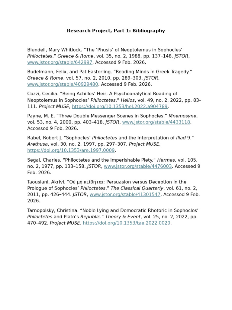 Research Project Part 1 Bibliography_HUMN115 (1) | PDF