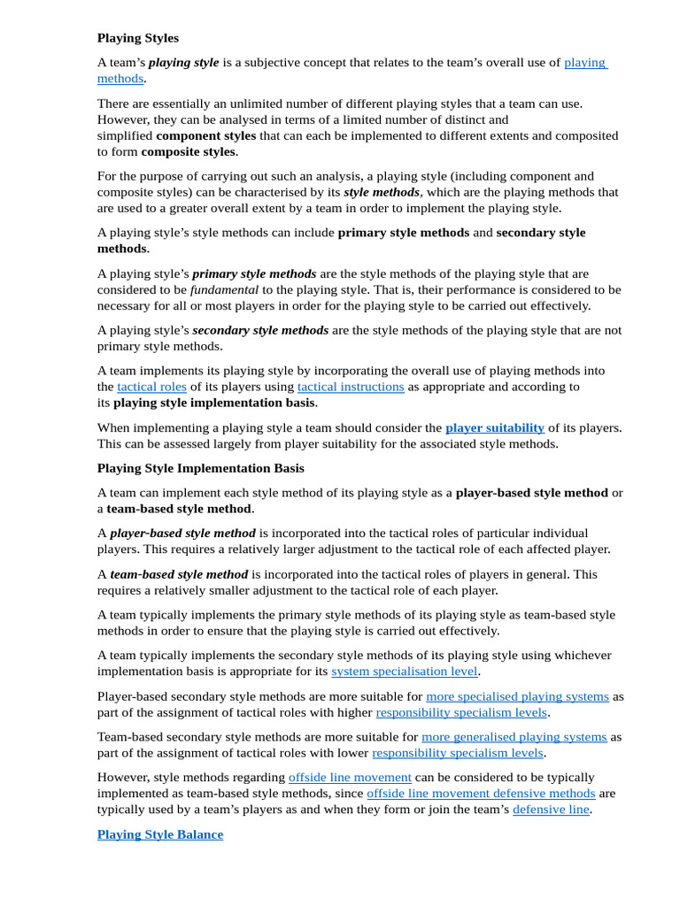 Playing Styles | PDF | Forward (Association Football) | Association ...