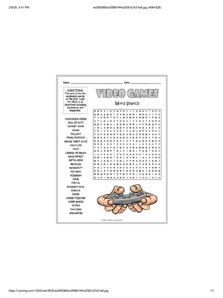 Video Game Worksheet 2 | PDF